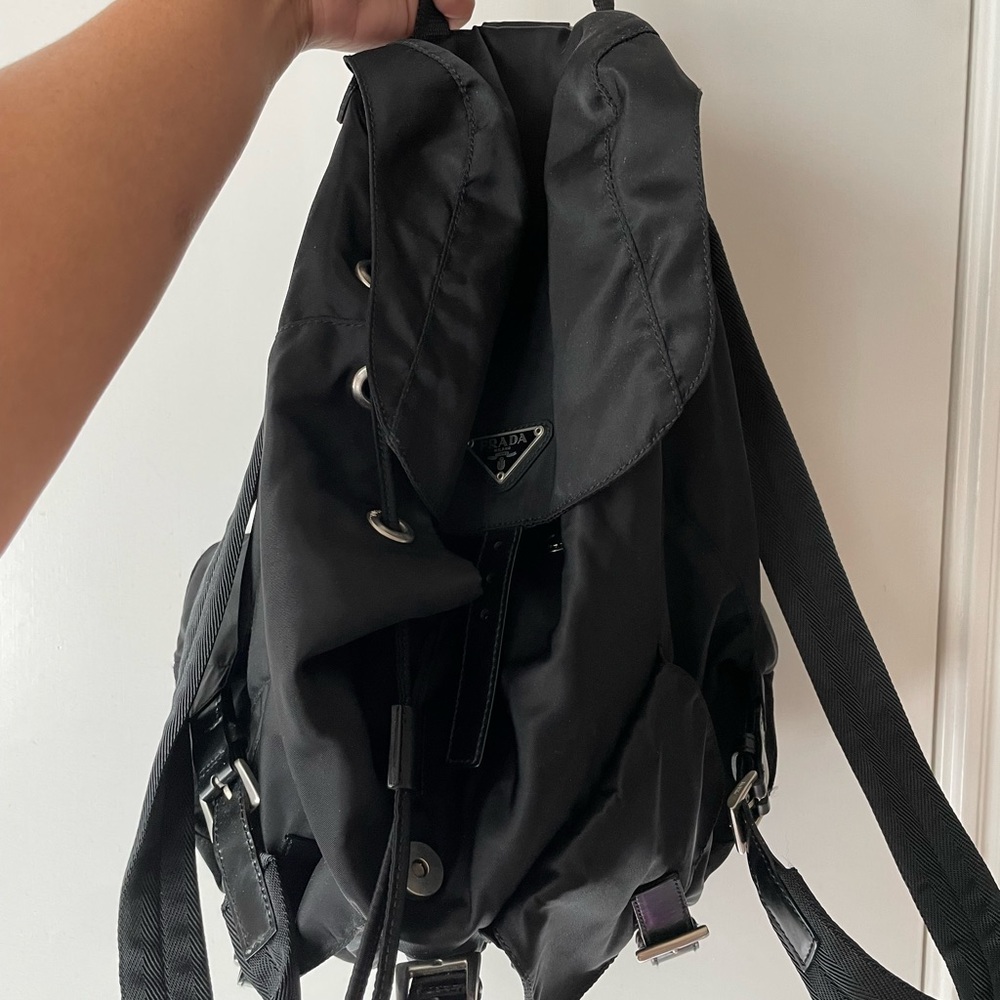 Prada Black Nylon backpack with silver hardware